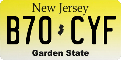 NJ license plate B70CYF