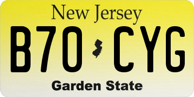NJ license plate B70CYG