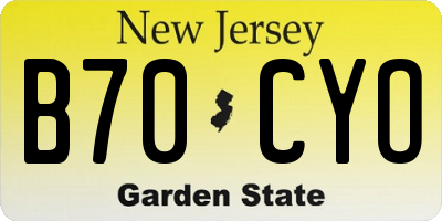 NJ license plate B70CYO