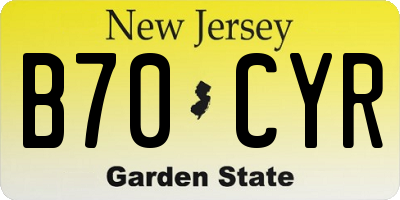NJ license plate B70CYR