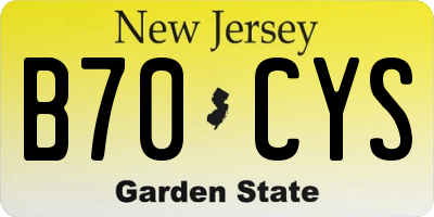 NJ license plate B70CYS