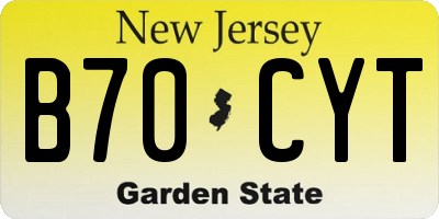 NJ license plate B70CYT