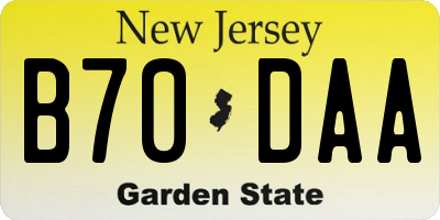 NJ license plate B70DAA