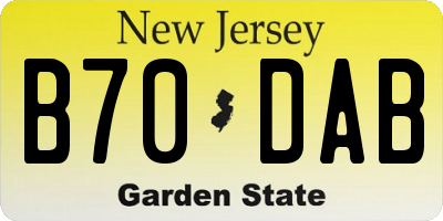 NJ license plate B70DAB