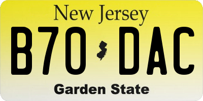 NJ license plate B70DAC