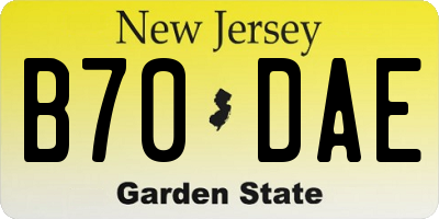 NJ license plate B70DAE