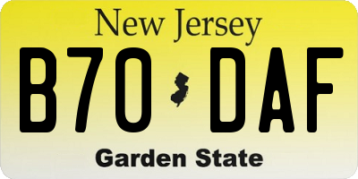 NJ license plate B70DAF