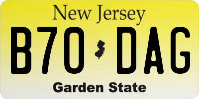 NJ license plate B70DAG
