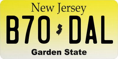 NJ license plate B70DAL