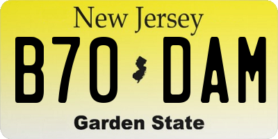 NJ license plate B70DAM