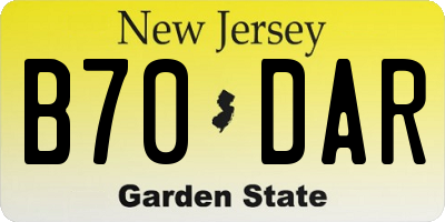 NJ license plate B70DAR