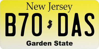 NJ license plate B70DAS