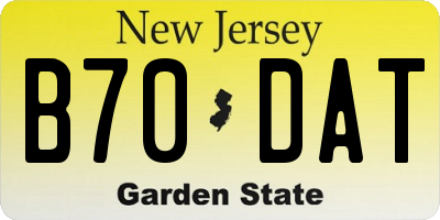 NJ license plate B70DAT