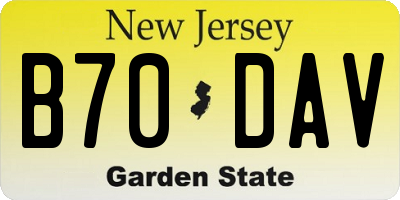 NJ license plate B70DAV