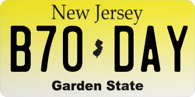 NJ license plate B70DAY