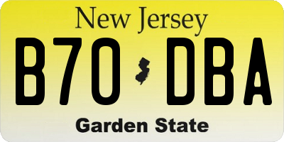 NJ license plate B70DBA