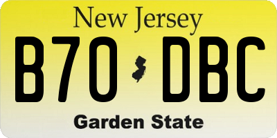 NJ license plate B70DBC