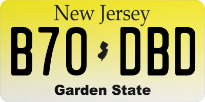 NJ license plate B70DBD