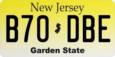 NJ license plate B70DBE
