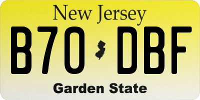 NJ license plate B70DBF