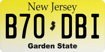 NJ license plate B70DBI
