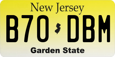 NJ license plate B70DBM