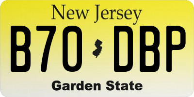 NJ license plate B70DBP