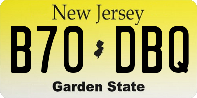 NJ license plate B70DBQ