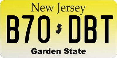 NJ license plate B70DBT