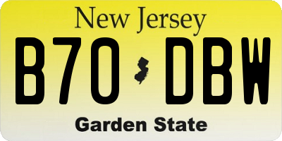 NJ license plate B70DBW