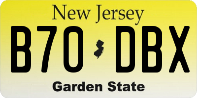 NJ license plate B70DBX