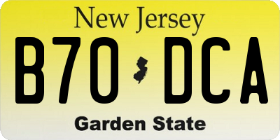 NJ license plate B70DCA