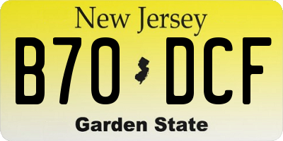 NJ license plate B70DCF