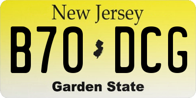 NJ license plate B70DCG