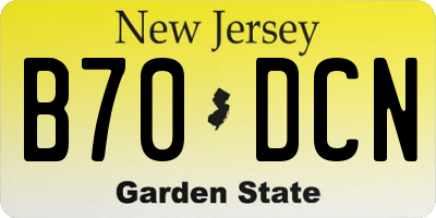 NJ license plate B70DCN