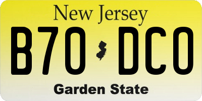 NJ license plate B70DCO