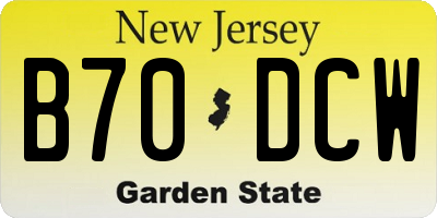 NJ license plate B70DCW