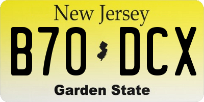 NJ license plate B70DCX