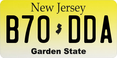 NJ license plate B70DDA