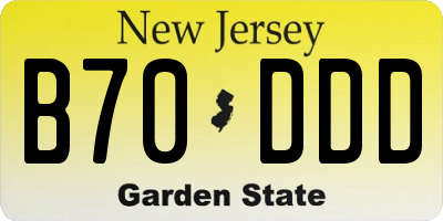 NJ license plate B70DDD