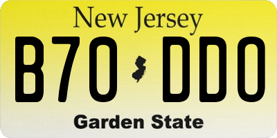 NJ license plate B70DDO