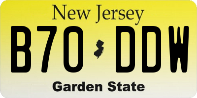 NJ license plate B70DDW