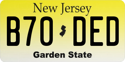 NJ license plate B70DED