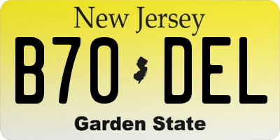 NJ license plate B70DEL