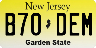NJ license plate B70DEM