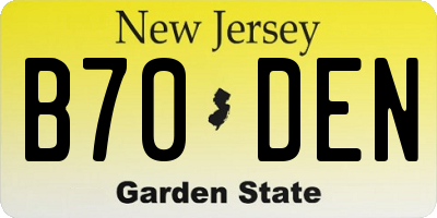NJ license plate B70DEN