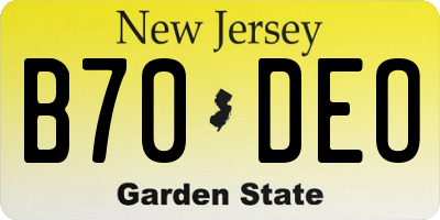 NJ license plate B70DEO