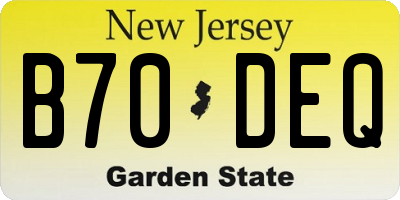 NJ license plate B70DEQ
