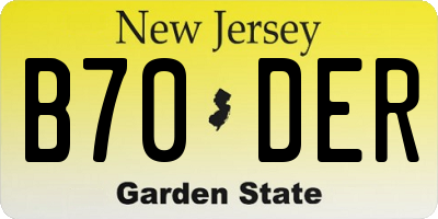 NJ license plate B70DER