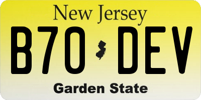 NJ license plate B70DEV